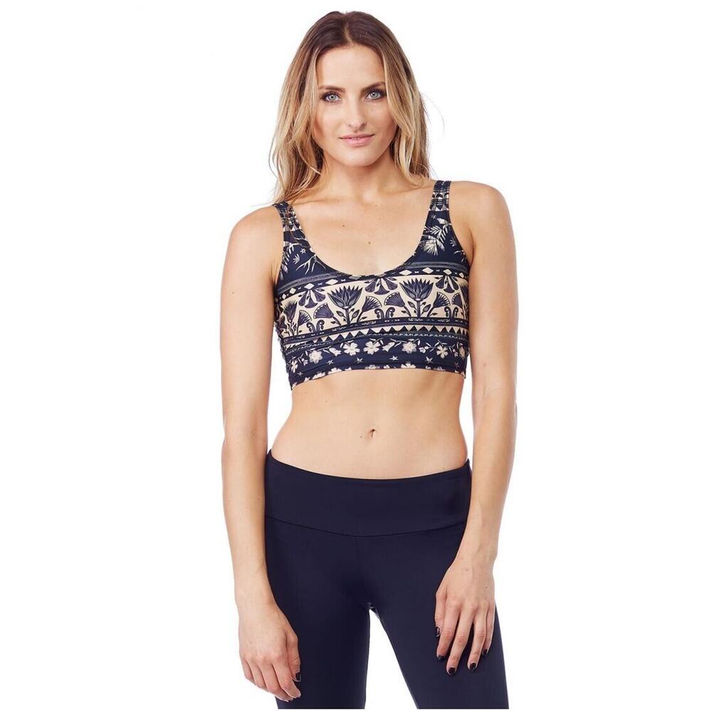 Teeki Crop Top Sze XS/S Yoga Pilates Moon Flower Lover Style Anti Microbial Gym